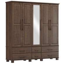 Guarda Roupa 5P 6G Espelho Madeira Maciça 208 cm 2253 Cafe Milani Store
