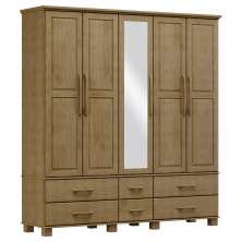 Guarda Roupa 5P 6G Espelho Madeira Maciça 208 cm 2253 Freijo Milani Store