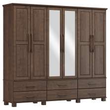 Guarda Roupa 6P 6G Espelho Madeira Maciça 248 cm 2254 Cafe Milani Store