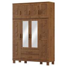 Guarda Roupa 8P 2G Espelho Com Aplique 150 cm 1275 Castanho Milani Store 