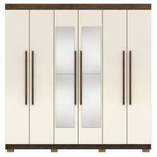 Guarda Roupa Casal 6 Portas 2G Espelho 218 cm Imbuia Champanhe VLR