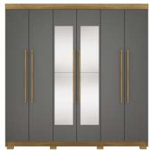 Guarda Roupa Casal 6 Portas 2G Espelho 218 cm Nature Alasca VLR