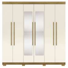 Guarda Roupa Casal 6 Portas 2G Espelho 218 cm Nature Champanhe VLR