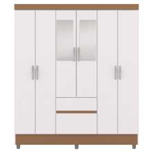 Guarda Roupa Casal 6P 2G Espelho 153 cm Branco Camarim VLR