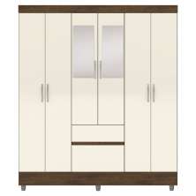 Guarda Roupa Casal 6P 2G Espelho 153 cm Imbuia Champanhe VLR