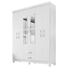Guarda Roupa Casal Espelho 6P 2G Moden 150 cm Branco Flex INCP
