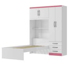 Guarda Roupa Com Cama 4P 3G LIS RG023 Branco Rosa Flex MXM