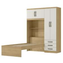Guarda Roupa Com Cama 4P 3G LIS RG023 Castanho Off White MXM