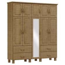 Guarda Roupa Madeira Maciça 10P 4G Espelho 195 cm 1145 Freijo Milani Store