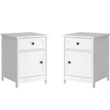Kit 02 Mesas De Cabeceira 1 Porta e 1 Gaveta 45 cm DM112 Branco