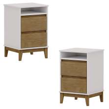 Kit 02 Mesas De Cabeceira 2 Gavetas 43 cm 2800 Off White Freijo Milani Store