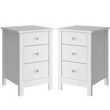 Kit 02 Mesas De Cabeceira 3 Gavetas 40 cm DM113 Branco Dtall