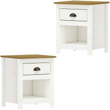 Kit 02 Mesas De Cabeceira Madeira Maciça 46 cm 9100 Branco Freijo Milani Store