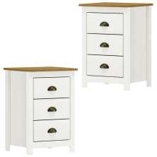 Kit 02 Mesas De Cabeceira Madeira Maciça 46 cm 9130 Branco Freijo Milani Store