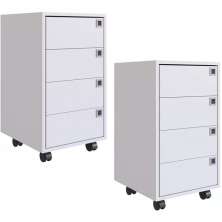 Kit 2 Gaveteiros Para Escritorio 4 Gavetas OB001 Branco PP Milani Store