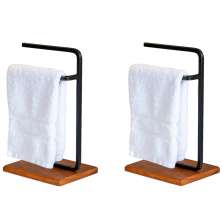 Kit 2 Porta Toalha Lovell Bancada Lavabo Peroba Preto DHom