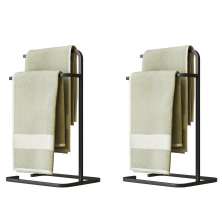 Kit 2 Porta Toalha Toalheiro Duplo Lovell Bancada Preto Cozinha Lavabo DHom