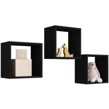 Kit 3 Nichos De Parede Preto REAJL Moveis