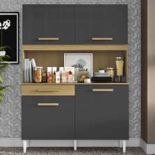 Kit Cozinha Compacta 4 Portas 2003308 121cm Atacama Grafite ARMoveis