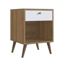 Mesa Cabeceira 01 Gaveta 40cm Mel Branco PRODDY