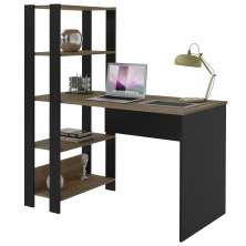Mesa Escrivaninha 134X120 cm 3 Prateleiras Pinho Preto ARLY