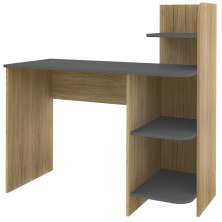 Mesa Escrivaninha 3 Prateleiras 111 cm Carvalho Grafite ARLY