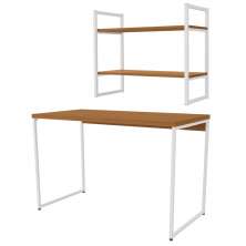 Mesa Escrivaninha E Nicho 2 Prateleiras Canela Branco KPB