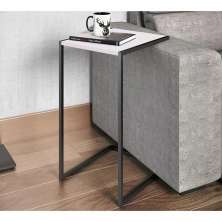 Mesa Lateral Sala Aço Preto Branco Milani Store