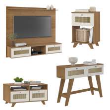 Painel 72 Pol Aparador 2 Mesas TR4 Cinamomo Off White ARLY