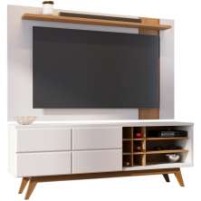 Painel TV 70 Polegadas Leme E Rack 2 Portas Noronha Off White Matte Freijo CLB