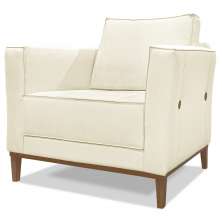 Poltrona Decorativa Balli 1 Lugar Pes Madeira Linho Perola Ezz