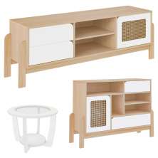 Rack 75 Pol Buffet e Mesa de Centro NAC4 Naturale Branco ARLY