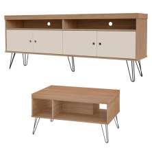 Rack Para TV Mesa de Centro RMC42 Carvalho Off White ARLY