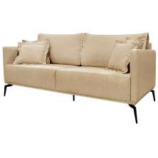 Sofa Liv 3 Lugares 200cm Pes Aço Linho 233 Dourado Ezz