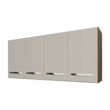 Armário Aéreo Suspenso 4 Portas 118 cm Modulado Cozinha Multiuso Escritório Madeira Luna Savana Off White 