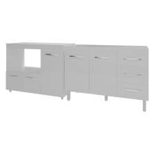 Armário Cozinha Balcão Gabinete de Pia 120 cm Bruna e Balcão Lilian para Microondas e Forno Elétrico Branco 