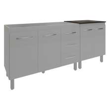 Armário Cozinha Gabinete Pia de 120 cm Bruna e Balcão Fran para Cooktop 4 Bocas Branco 