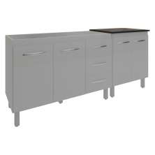 Armário Cozinha Gabinete Pia de 120 cm Bruna e Balcão Fran para Cooktop 5 Bocas Branco 