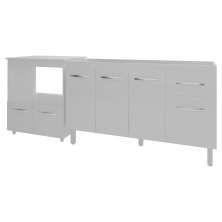 Balcão Armário Cozinha Gabinete de Pia 140 cm Camila e Balcão Amanda Para Microondas e Forno Elétrico Branco 