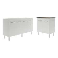 Balcão Armário Gabinete Para Pia 138 cm Camila e Balcão Fran Para Cooktop 4 Bocas Branco 