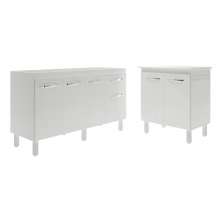 Balcão Armário Gabinete Para Pia 138 cm Camila e Balcão Para Microondas ou Forno Elétrico Jane Branco 