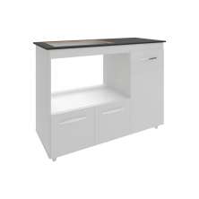 Balcão Armário Gabinete de Cozinha Para Fogão Cooktop 4 Bocas e Forno 3 Portas Alana Mobília Decor Branco 