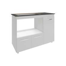 Balcão Armário Gabinete de Cozinha Para Fogão Cooktop 5 Bocas e Forno 3 Portas Alana Mobília Decor Branco 