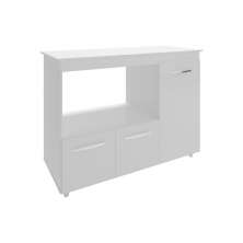 Balcão Armário Gabinete de Cozinha Para Microondas e Forno Elétrico 3 Portas Lilian Mobília Decor Branco 