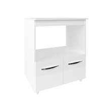 Balcão Armário Gabinete para Microondas e Forno Elétrico Cozinha Amanda Mobília Decor Branco 