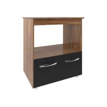 Balcão Armário Gabinete para Microondas e Forno Elétrico Cozinha Amanda Mobília Decor Savana Preto 