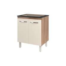 Balcão Armário de Cozinha Fran Para Fogão Cooktop 4 Bocas Mobília Decor Savana Off White 