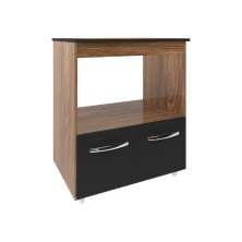 Balcão Armário para Fogão Cooktop 5 Bocas e Forno Elétrico Cozinha Evelyn Mobília Decor Savana Preto 