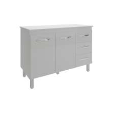 Balcão Gabinete Para Pia 118 cm Cozinha Bruna Branco com Tampo Tampão 120 cm Branco 