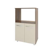 Balcão Multiuso Armário Cozinha para Forno Elétrico e Microondas Organizador com 2 portas Tayla Savana Off White 